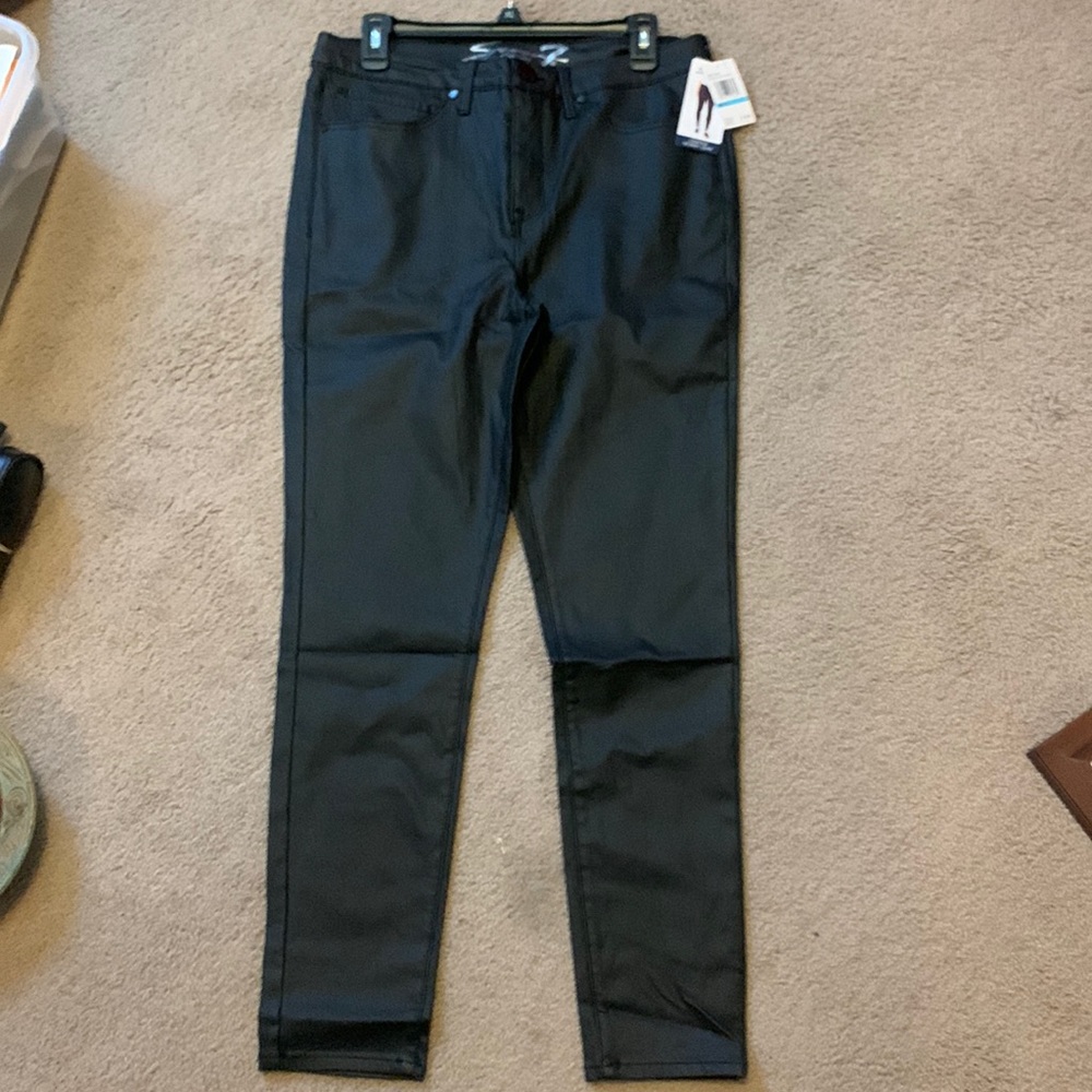 Seven7 black coated jeans